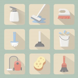 Graphic of different types of home cleaning products